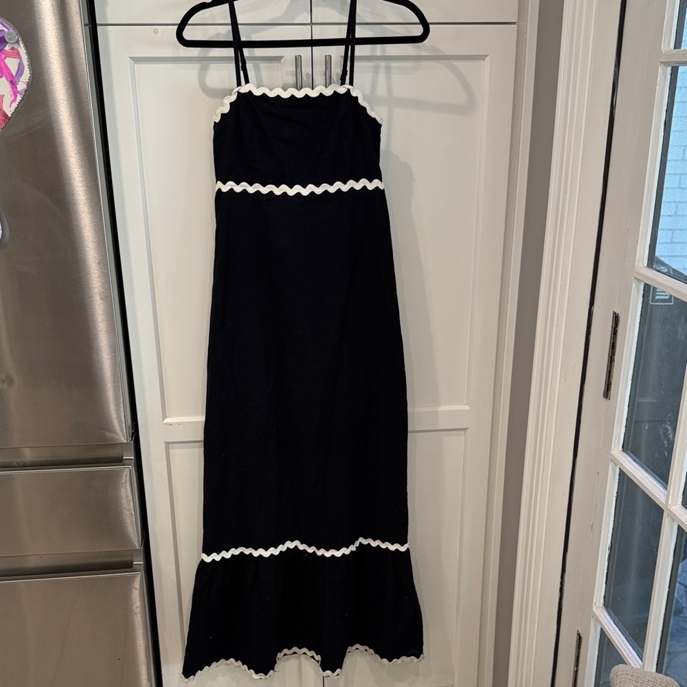 Black Maxi Dress with White Trim